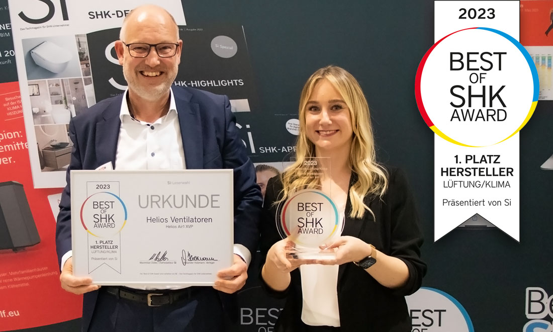 Gunther Müller und Sandra Bechmann mit Urkunde und Best of SHK Award in den Händen